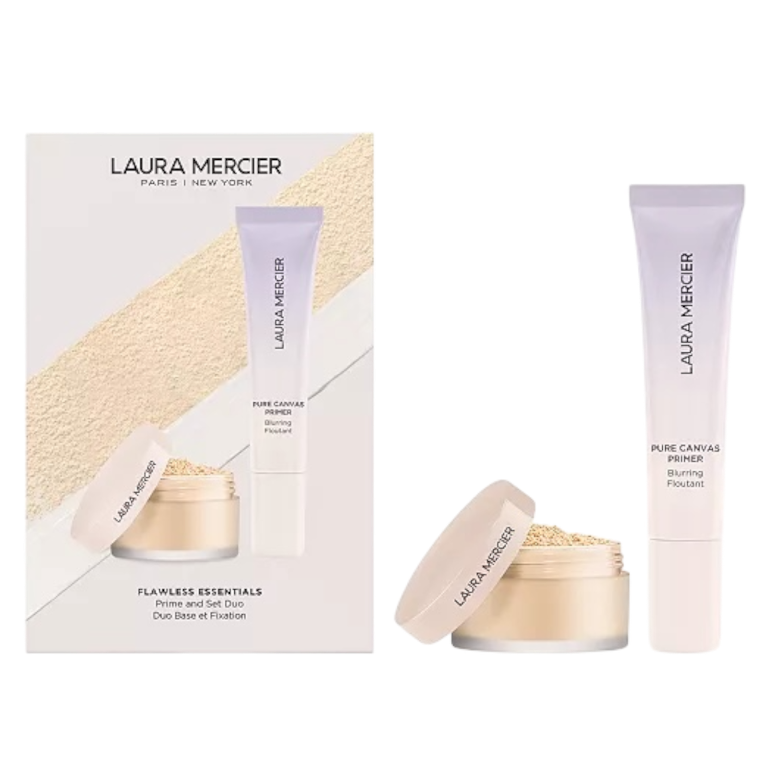 LAURA MERCIER
Flawless Essentials Prime and Set Duo