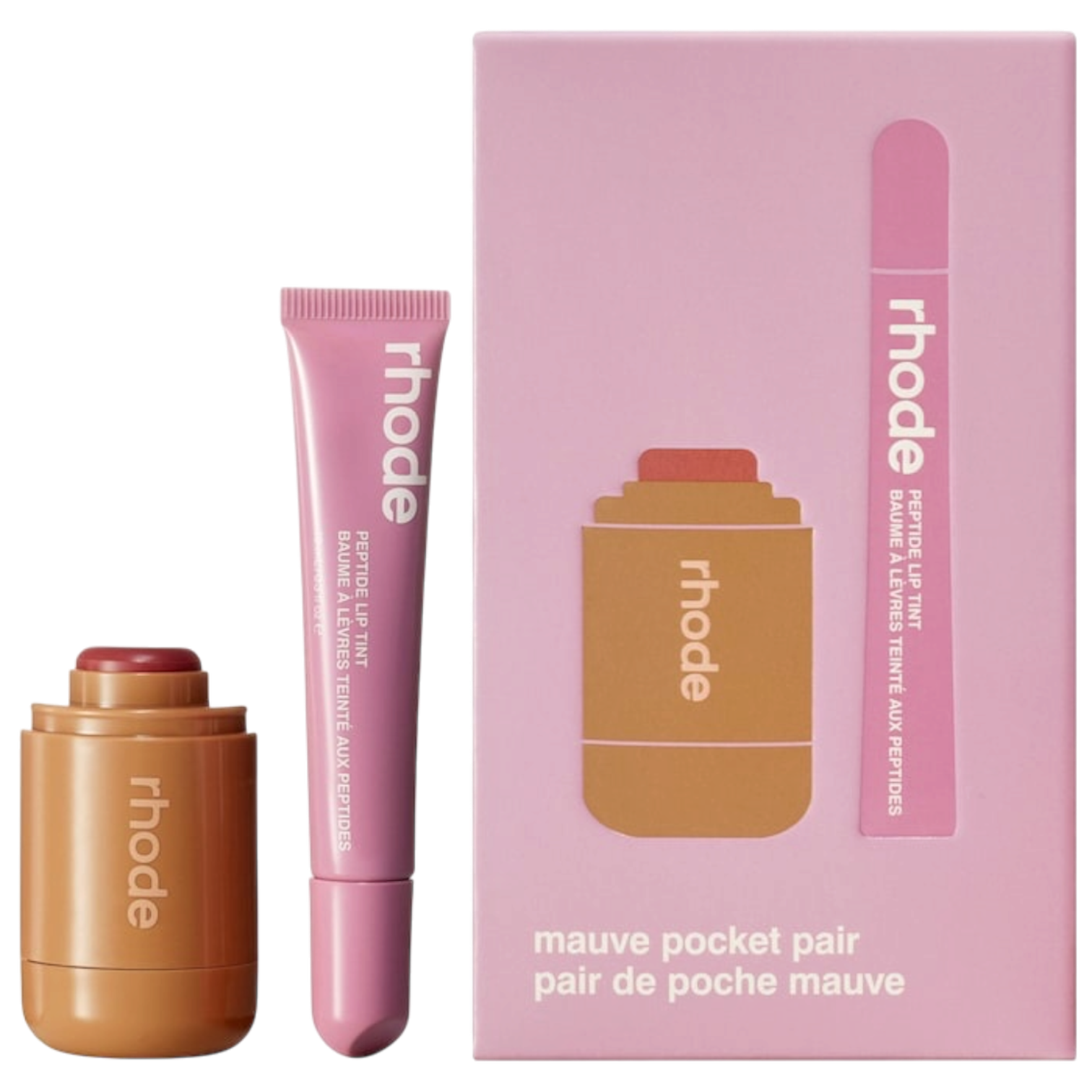 Rhode blush sleepy girl + Lip Tint pretzel - a mauve pair